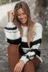 Striped Knit Puff Sleeve Casual Sweater
